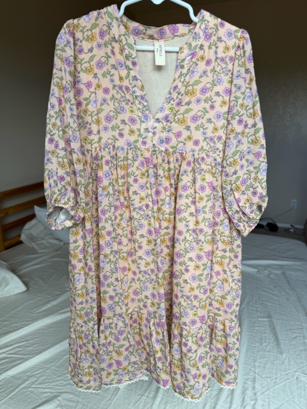 Little Spell Mossy Boho Tiered Dress in Spring Garden